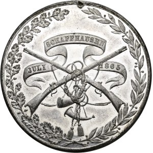 Schweiz - Schaffhausen - Weissmetallmedaille 1865 - Schaffhausen, Eidgenössisches Schützenfest - Switzerland, Swiss Shooting Medal