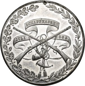 Switzerland - Schaffhausen - White metal medal 1865 - Schaffhausen, Eidgenössisches Schützenfest - Switzerland, Swiss Shooting Medal