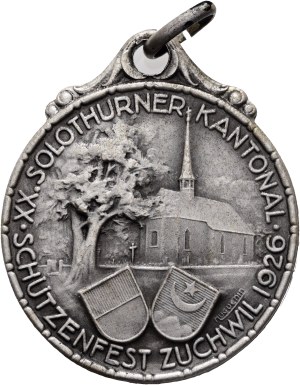 Switzerland - Solothurn - Silver medal 1926 - Zuchwil, XXth Solothurn Cantonal Shooting Festival - Switzerland, Swiss Shooting Medal
