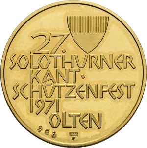 Schweiz - Solothurn - Goldmedaille 1971 - Olten, 27. Solothurner Kantonal-Schützenfest - Switzerland, Swiss Shooting Medal