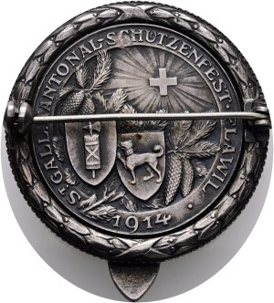 Switzerland - St. Gallen - Silver medal 1914 - Flawil, St. Gallen Cantonal Shooting Festival - Switzerland, Swiss Shooting Medal