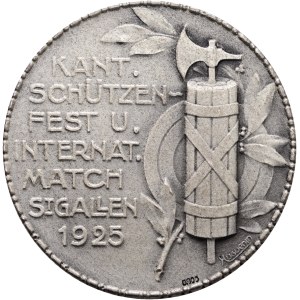 Schweiz - St. Gallen - Silbermedaille 1925 - St. Gallen, Kantonschützenfest und internationaler Match - Switzerland, Swiss Shooting Medal