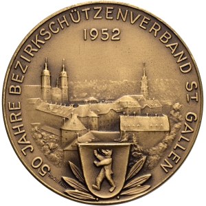 Switzerland - St. Gallen - Bronze medal 1952 - St. Gallen, 50 Jahre Bezirkschützenverband - Switzerland, Swiss Shooting Medal