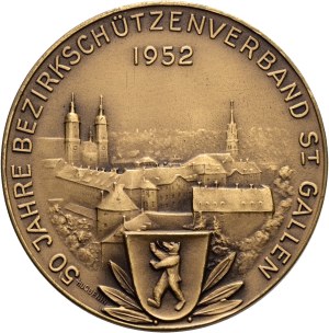 Switzerland - St. Gallen - Bronze medal 1952 - St. Gallen, 50 Jahre Bezirkschützenverband - Switzerland, Swiss Shooting Medal