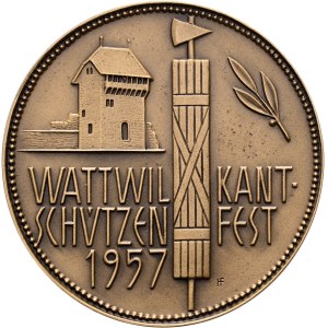 Schweiz - St. Gallen - Bronzemedaille 1957 - Wattwil, Kantonalschützenfest - Switzerland, Swiss Shooting Medal