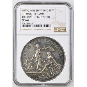 Switzerland - Thurgau - Silver medal 1890 - Frauenfeld, Federal Shooting Festival - NGC MS 61 - Switzerland, Swiss Shooting Medal
