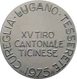 Schweiz - Tessin / Ticino - Silbermedaille 1975 - Lugano, XV. Kantonal-Schützenfest / Tiro Cantonale Ticinese - Switzerland, Swiss Shooting Medal