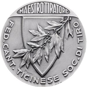 Schweiz - Tessin / Ticino - versilberte Bronzemedaille o. J. - Federazione cantonale ticinese, Maestro tiratore