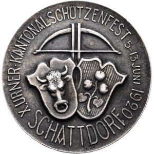 Schweiz - Uri - Silbermedaille 1920 - Schattdorf, X. Urnerisches Kantonalschützenfest - Switzerland, Swiss Shooting Medal