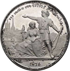 Switzerland - Vaud - White metal medal 1876 - Lausanne, Eidgenössisches Schützenfest / Tir fédéral - Switzerland, Swiss Shooting Medal