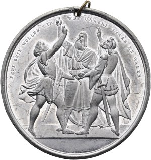 Switzerland - Vaud - White metal medal 1876 - Lausanne, Eidgenössisches Schützenfest / Tir fédéral - Switzerland, Swiss Shooting Medal