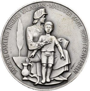Switzerland - Wallis / Valais - Silver medal n.d. - Walliser Kantonal-Schützenverein / Société cantonale des tireurs valaisans - Switzerland, Swiss Shooting Medal