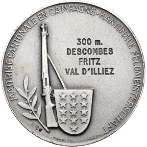 Schweiz - Wallis / Valais - Silbermedaille o. J. - Walliser Kantonal-Schützenverein / Société cantonale des tireurs valaisans - Switzerland, Swiss Shooting Medal