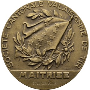 Schweiz - Wallis / Valais - Bronzemedaille o. J. - Société cantonale valaisanne de tir, Maîtrise - Switzerland, Swiss Shooting Medal
