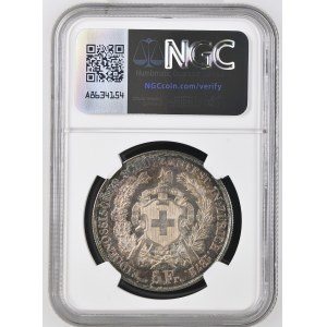 Schweiz - Zürich - 5 Franken 1872, Schützentaler - Zürich, Eidgenössisches Schützenfest - NGC MS 65 - Switzerland, 5 Francs Swiss Shooting Thaler