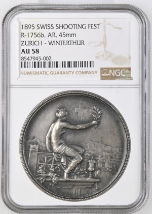 Switzerland - Zurich - Silver medal 1890 - Winterthur, Federal Shooting Festival - NGC AU 58 - Switzerland, Swiss Shooting Medal