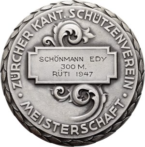 Switzerland - Zurich - Silver medal 1947 - Rüti, Züricher Kantonal-Schützenverein, Meisterschaft - Switzerland, Swiss Shooting Medal
