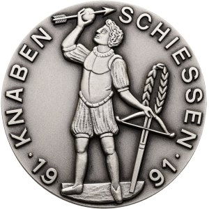 Schweiz - Zürich - Silbermedaille 1991 - Zürich, Schützengesellschaft der Stadt Zürich, Knabenschiessen - Switzerland, Swiss Shooting Medal