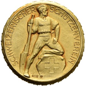 Schweiz - vergoldete Silbermedaille o. J. - Schweizerischer Schützenverein, Schweizerische Feldmeisterschaft 300 m
