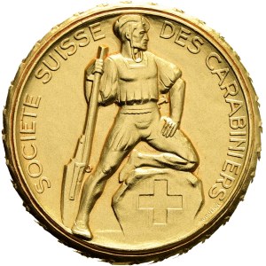 Schweiz - vergoldete Silbermedaille o. J. - Société Suisse des carabiniers, Maîtrise fédérale de campagne 300 m