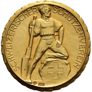 Schweiz - vergoldete Silbermedaille o. J. - Schweizerischer Schützenverein, Schweizerische Feldmeisterschaft Pistole - Switzerland, Swiss Shooting Medal