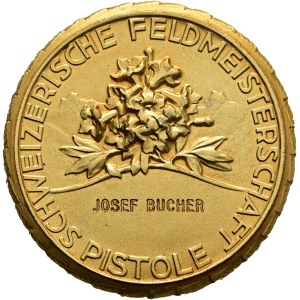 Schweiz - vergoldete Silbermedaille o. J. - Schweizerischer Schützenverein, Schweizerische Feldmeisterschaft Pistole - Switzerland, Swiss Shooting Medal