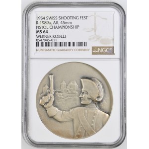 Schweiz - Silbermedaille o. J. - Schweizerischer Revolver und Pistolenschützenverband, Pistolen Meisterschaft - Switzerland, Swiss Shooting Medal