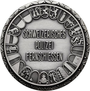Switzerland - silver-plated bronze medal n.d. - Swiss police long-range shooting - Switzerland, Swiss Shooting Medal