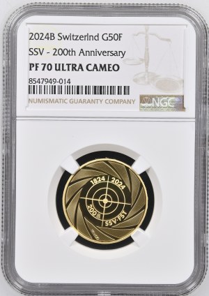 Switzerland - Gold coin 50 Francs 2024 - 200 years Swiss Shooting Sports Association, 1824-2024 SSV-FST - NGC PF 70 ULTRA CAMEO - Switzerland, 50 Francs