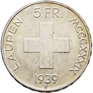 Schweiz - Silbermünze 5 Franken 1939 - Laupen