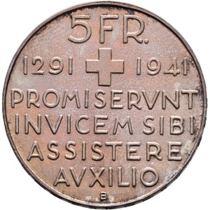 Schweiz - Silbermünze 5 Franken 1941 - Bundesfeier 1291-1941 - Switzerland, 5 Francs