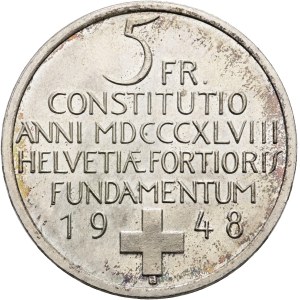 Schweiz - Silbermünze 5 Franken 1948 - 100 Jahre Bundesverfassung - Switzerland, 5 Francs