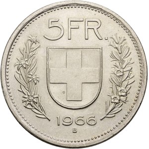 Schweiz - Silbermünze 5 Franken 1966 - Switzerland, 5 Francs