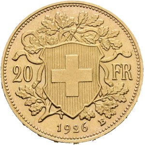 Schweiz - Goldmünze 20 Franken 1926 - Vreneli - nur 50'000 Exemplare - Switzerland, 20 Francs