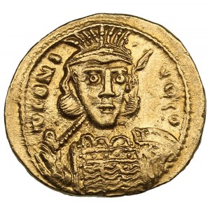Empire byzantin (Constantinople) AV Solidus ND (669-674) - Constantin IV (668-685), avec Héraclius et Tibère