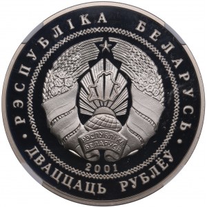 Biélorussie (Monnaie de Vilnius) 20 Roubles 2001 - 2002 Jeux Olympiques de Salt Lake. Ski acrobatique - NGC PF 69 ULTRA CAMEO