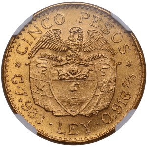 Colombie (Medellin) 5 Pesos 1928 - NGC MS 64