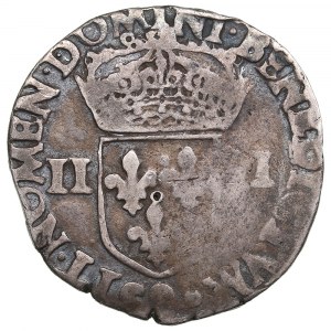 France (Rennes) 1/4 Ecu d'argent (quart d'écu) 1582 - Henri III (1574-1589)