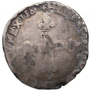 France (Rennes) 1/4 Ecu d'argent (quart d'écu) 1582 - Henri III (1574-1589)