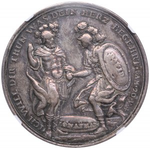 Allemagne (Augsbourg) Médaille en argent 1690 - Amitié et amour - NGC XF DETAILS