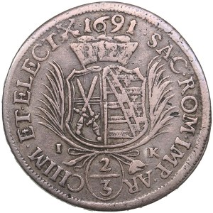 États allemands, Électorat de Saxe, Ligne albertinienne (Dresde) 2/3 Thaler 1691 - Hans Georg III (1681-1691)