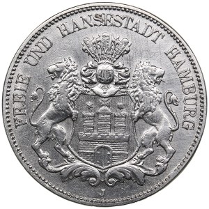 États allemands, ville libre de Hambourg (Hamburg) 5 Mark 1908