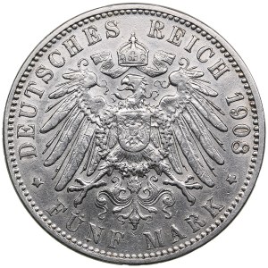 États allemands, ville libre de Hambourg (Hamburg) 5 Mark 1908