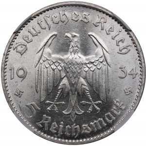Allemagne, Troisième Reich (Karlsruhe) 5 Reichsmark 1934 - Église de la garnison de Potsdam - NGC MS 62