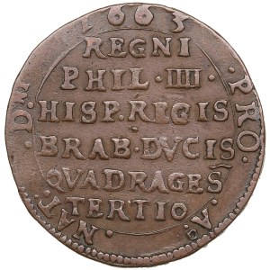 Pays-Bas espagnols, Duché de Brabant (Bruxelles) Jeton de cuivre 1663 - Philippe IV (1621-1665)