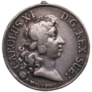Suède Médaille d'argent ND (c.1680) - En commémoration du mariage du roi Karl XI et d'Ulrika Eleonora du Danemark - Karl XI