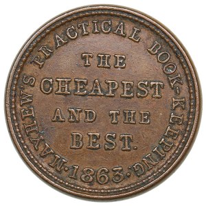 USA, Civil War Tokens (Michigan, Albion) Store Card 1863 - Ira Mayhew & Albion Commercial College