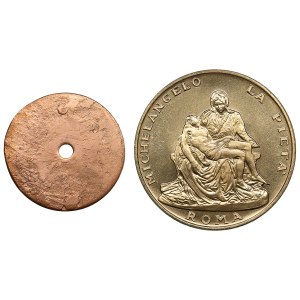 Jeton estonien - Eesti Pank Lahtiste uste päev 2007 &amp; Médaille italienne Michelangelo la Pieta, Roma, Johannes Pavlvs II