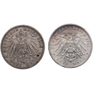 États allemands, Royaume de Wurtemberg (Stuttgart) 3 Mark (2) - Guillaume II (1891-1918)