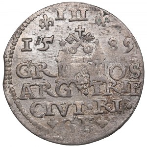 Ville de Riga sous domination polonaise, AR 3 Groszy (Trojak) 1589 - Sigismond III Vasa (1587-1632)